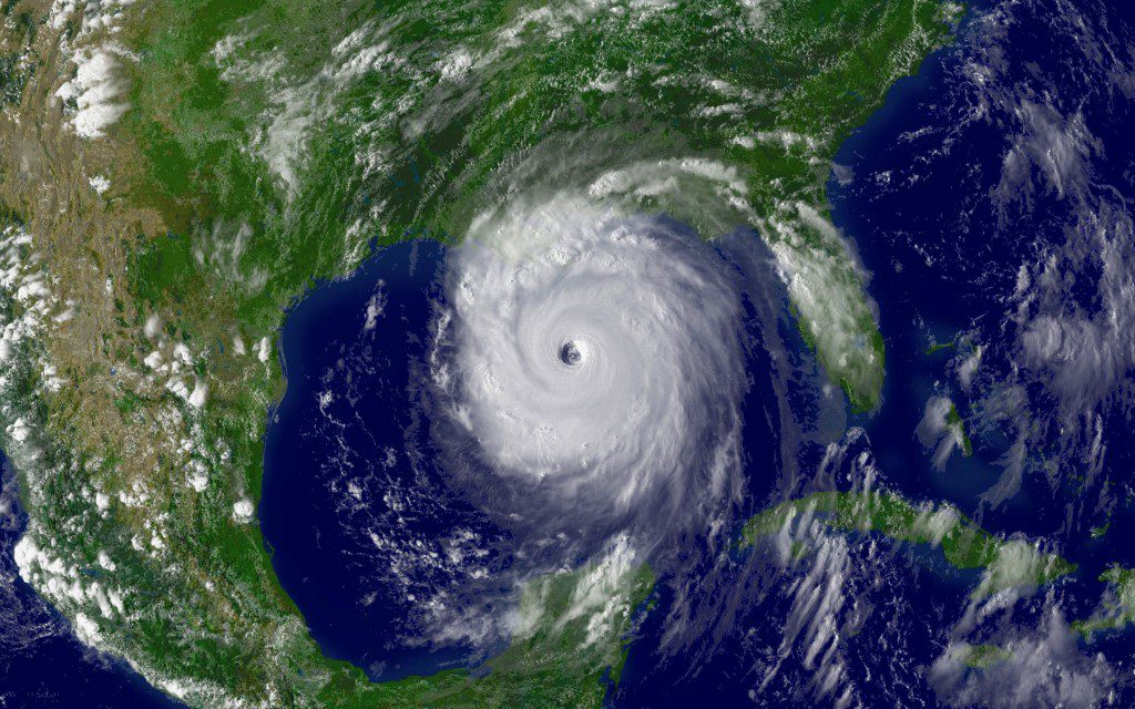 A satellite image of the eye of hurricane irene.